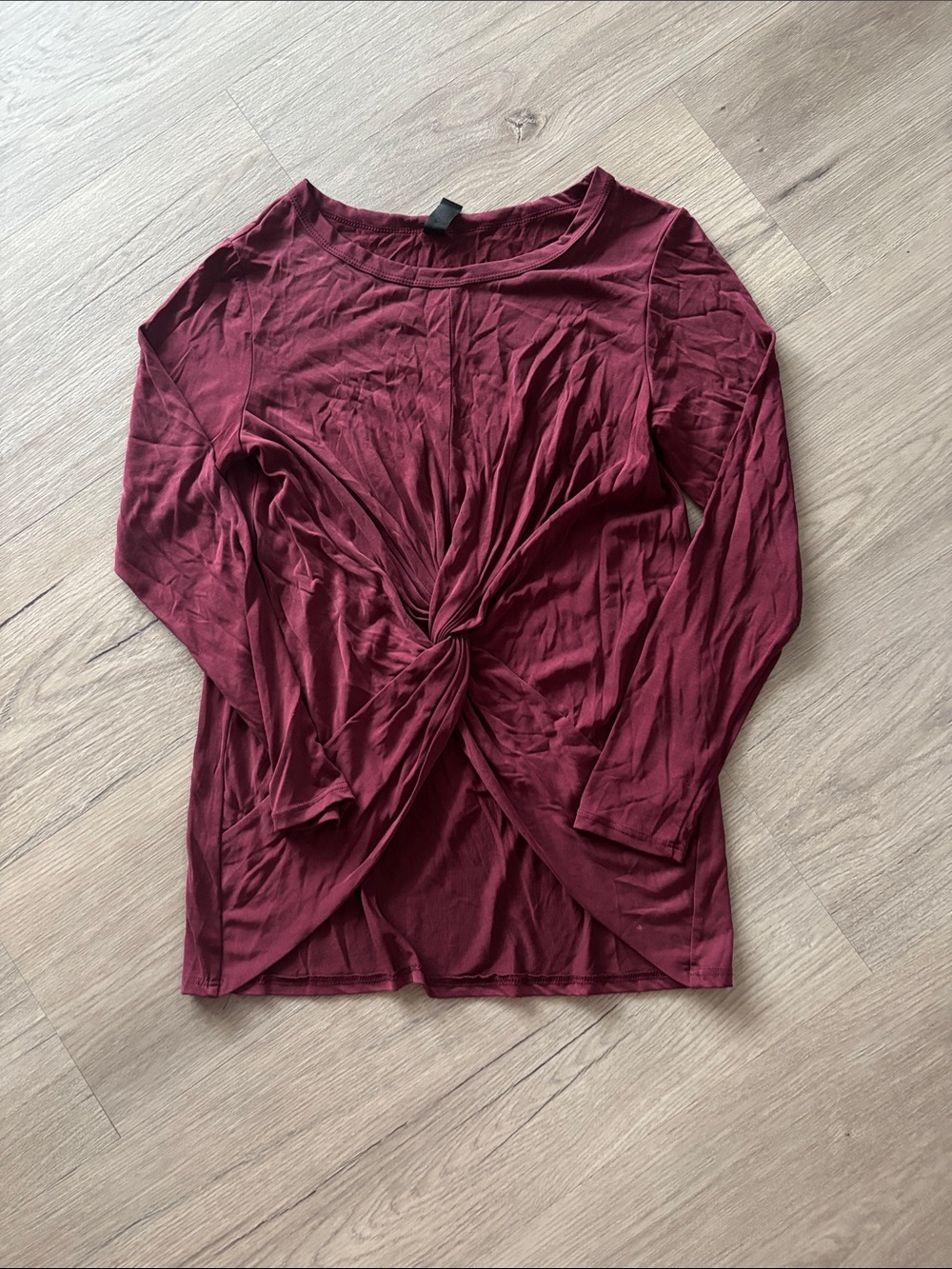 Windsor Burgundy Twist-Front Long Sleeve Tee